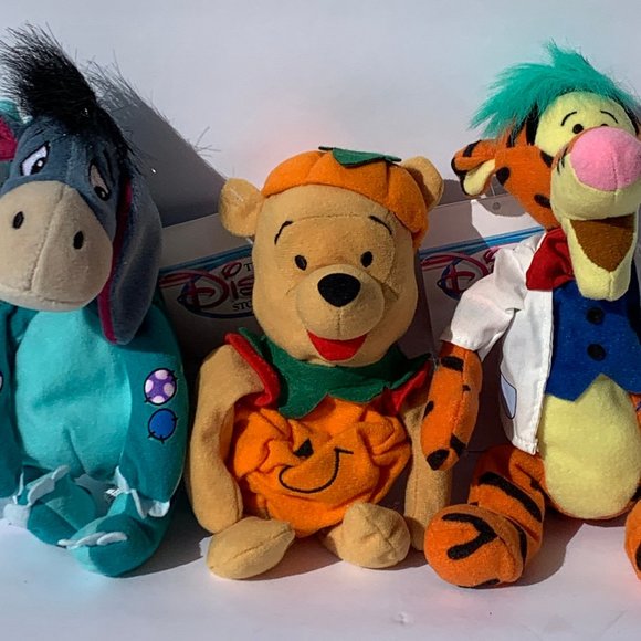 Disney Other - Disney Bean Bag Plush Eeyore Dino, Pumpkin Pooh, Tigger Scientist 8-9 Inch New